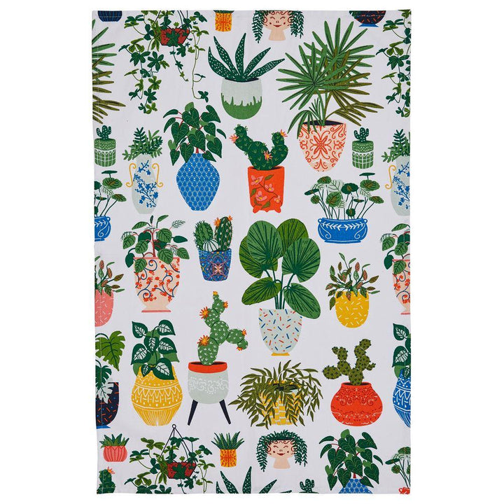 Ulster Weavers Cotton Tea Towel - Pot Plants (100% Cotton, Green) - Tea Towel - Ulster Weavers